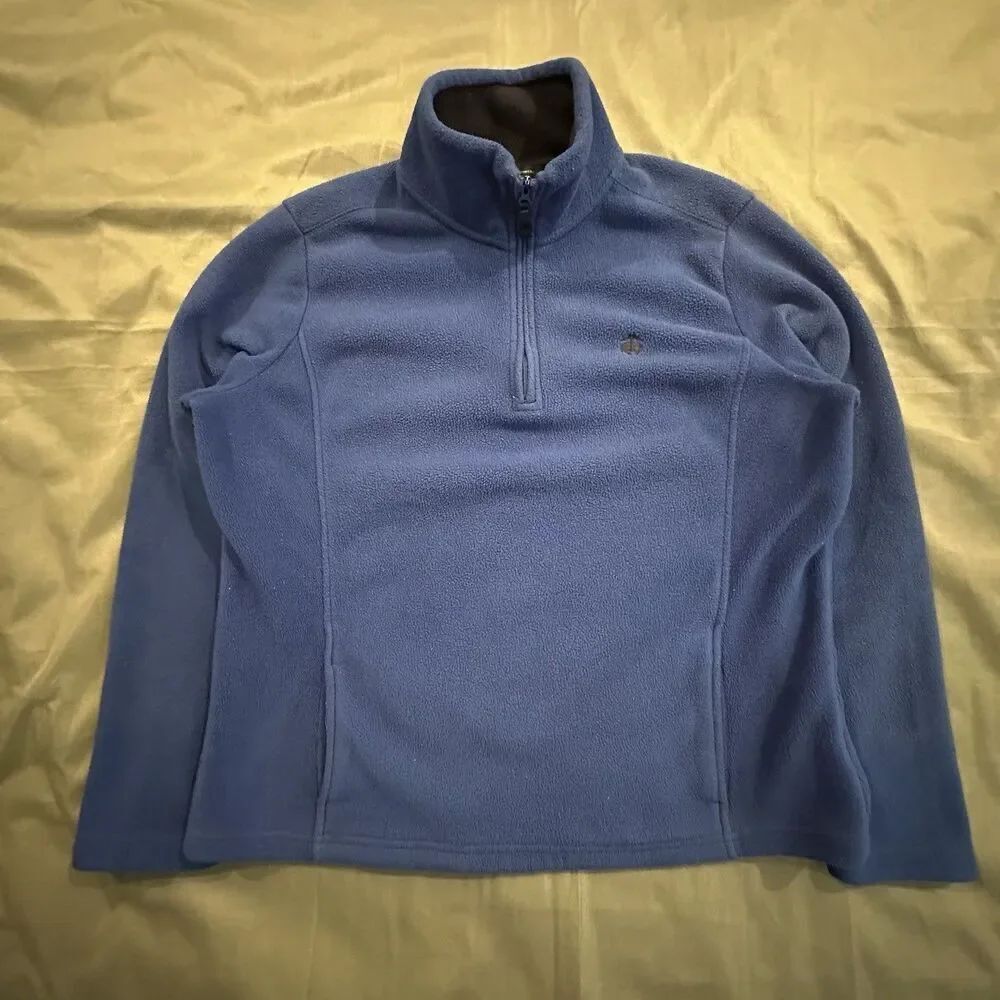 Brooks Brothers 346 Sweatshirt Mens XL Fleece Quarter Zip Pullover Blue Fuzzy